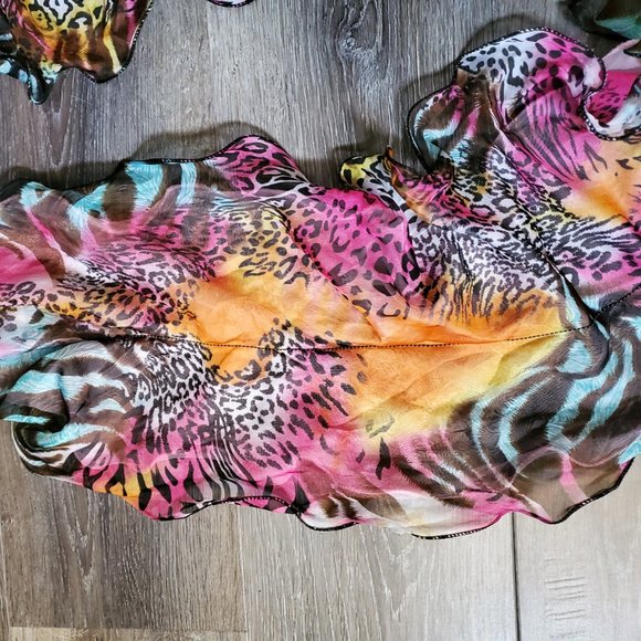 Multi-Color Animal Print Design Double Layer Scarf - Picture 4 of 12